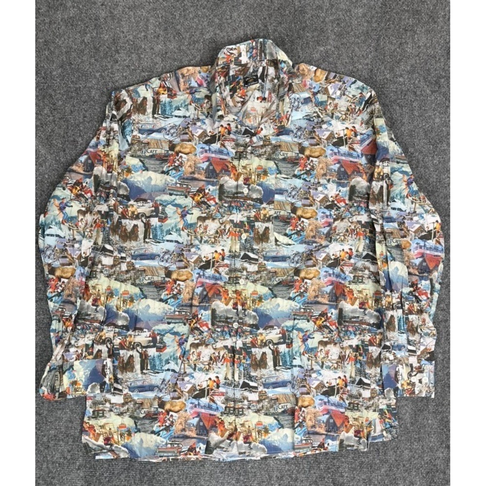 Maus Hoffman Solemare Collection Men's‎ Button Up Shirt Winter Print Size L
